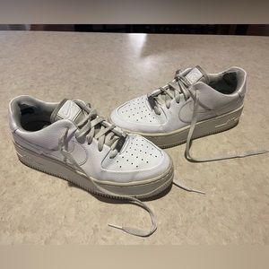 White Nike Air Force One Sage Lows- women’s size 8